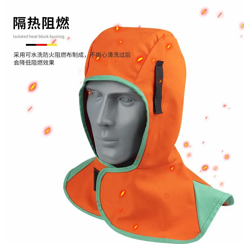 Full Protective Welding Hood for Men Washable Breathable Welding Neck Cover Flame-Retardant Protective Welding Cap for Welder