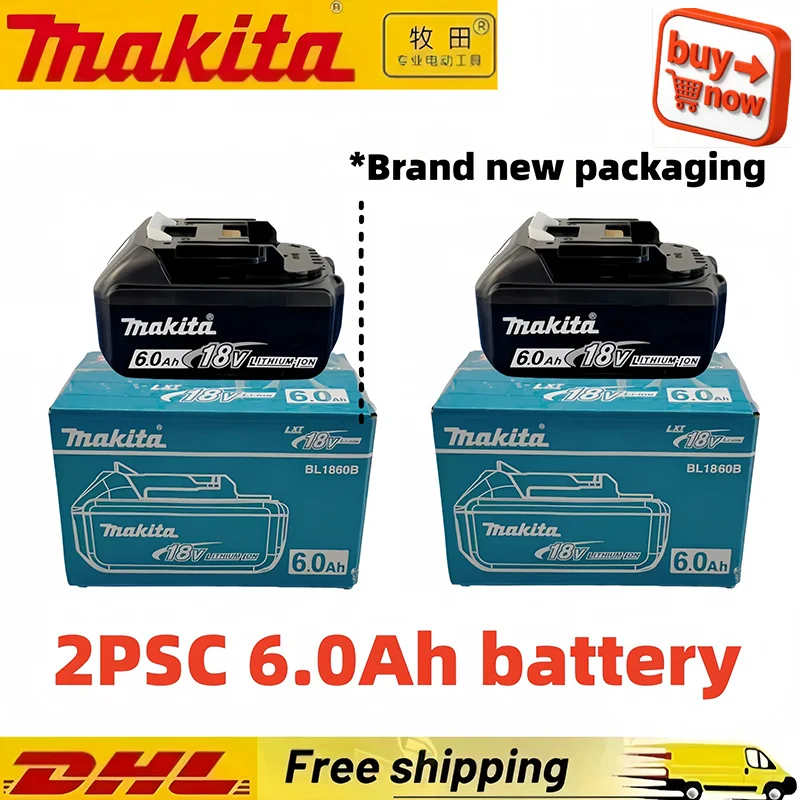 Genuine 18V Makita 6.0Ah battery,replaceable DTW700 DGA404 DHR202 DJV182 DDF487 DTD173 for 18v power tool battery DC18RC charger - view 2