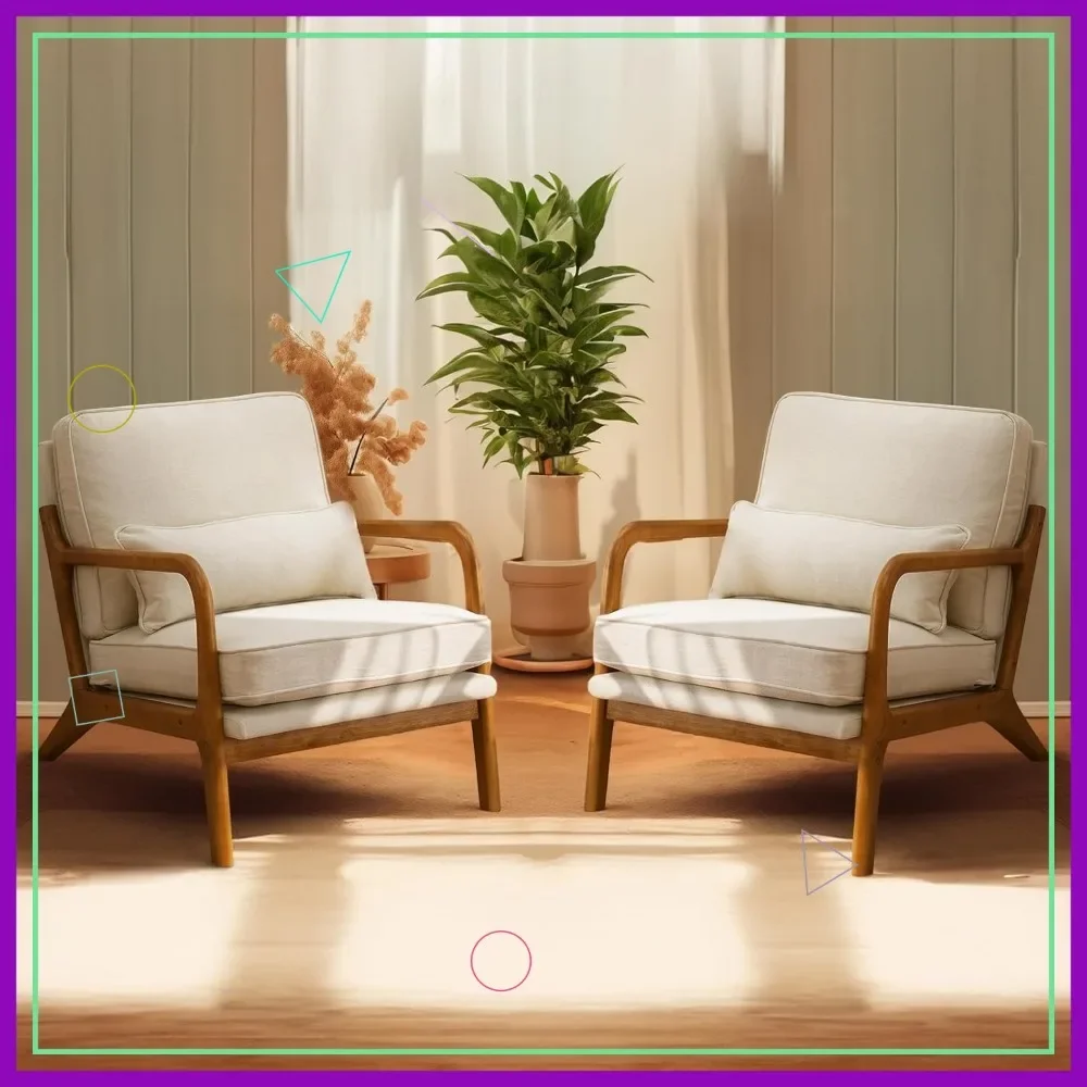 

Современные акцентные кресла (комплект из 2 шт.), обитые тканью, в стиле середины века, для отдыха и чтения, для гостиной и спальни