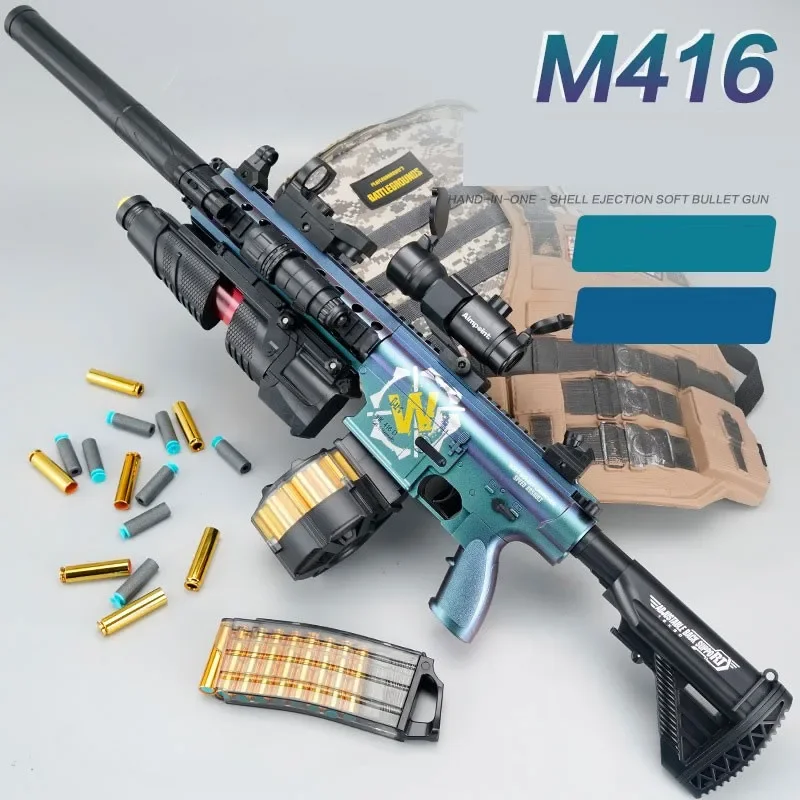 Airsoft M416おもちゃの銃,弾丸付きの銃,電気,自動狙撃銃,大人用のブラスター,男の子への誕生日プレゼント