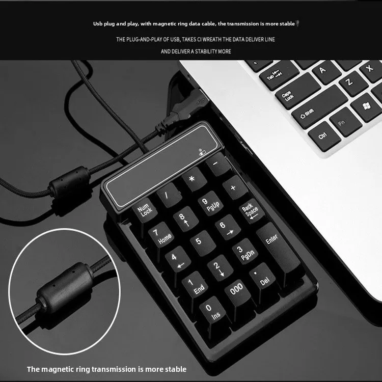 USB Wired Numeric Keyboard Mini High Keycap 19-Key One-Hand Mechanical Feel Keyboard