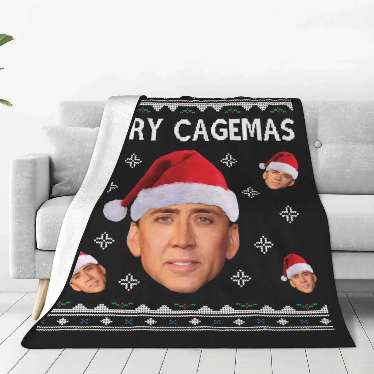 Nicolas Cage Flannel Blankets Quality Warm Soft Actor Merry Christmas Bedding Throws Autumn Travel Office Bedroom Bedspread