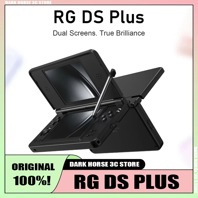 Original RG DS Plus Retro Handheld Game Console Linux 4.3" IPS 1024*768 Dual-Screen 4000mAh Game Player Bluetooth WiFi Streaming