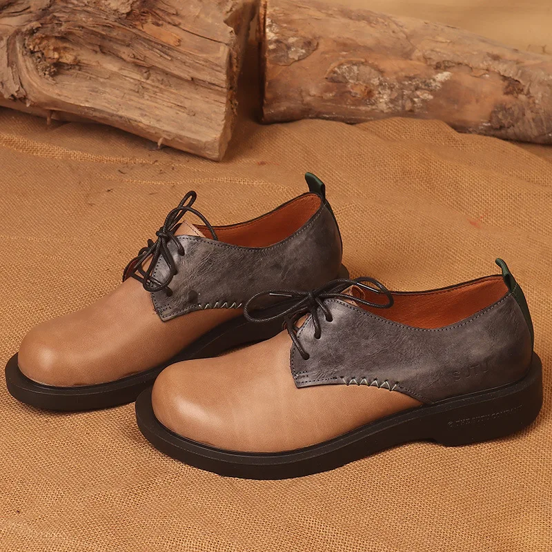 Style Retro Business Man Casual Shoes Soft Genuine Leather Version Trend Lace Up Large Toe Shoes for Men Luxury