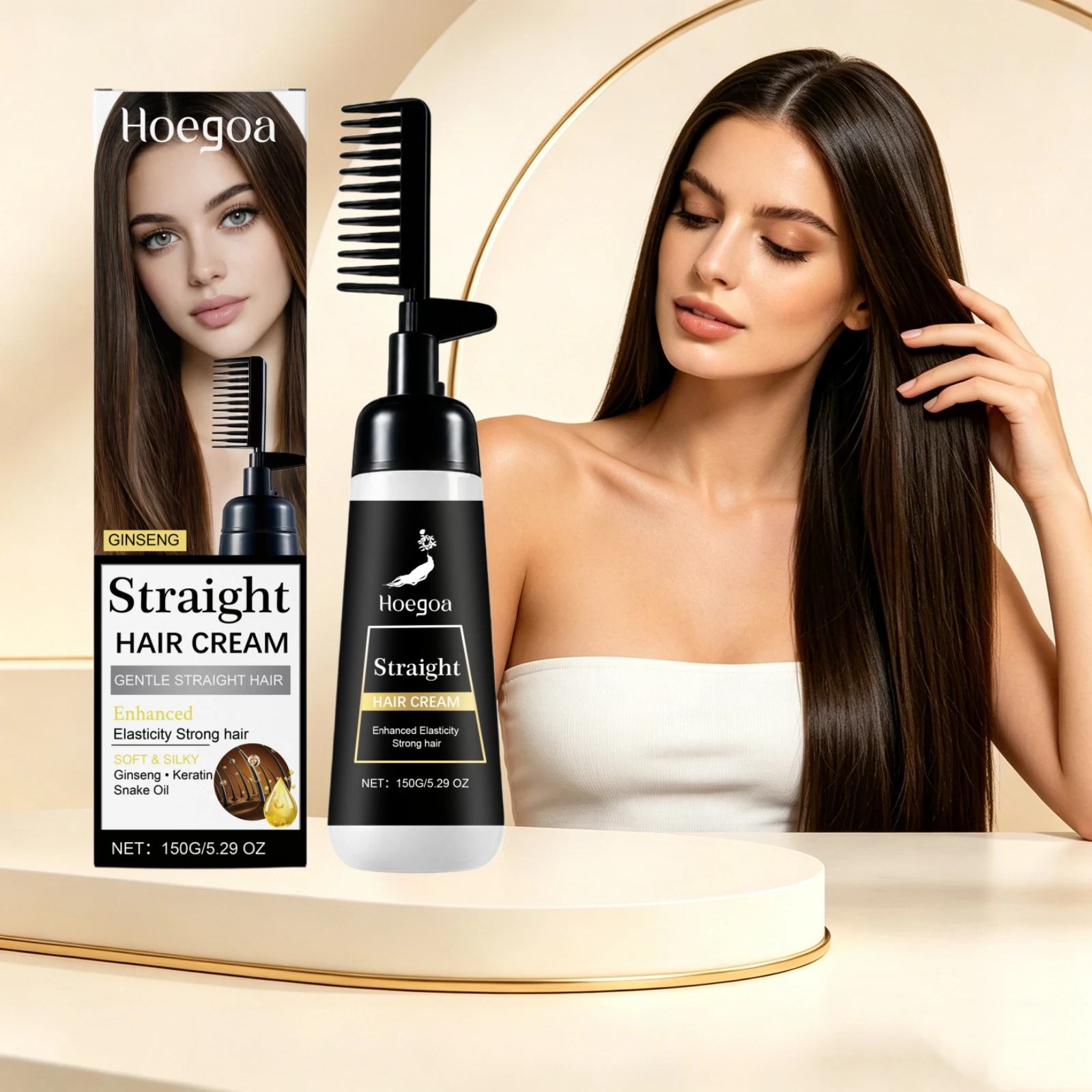 

Keratin Straight Hair Mask With Comb Applicator Nourishing Repair Damaged Reduce Curly Frizzy Silky Straight Hair Treatment Mask