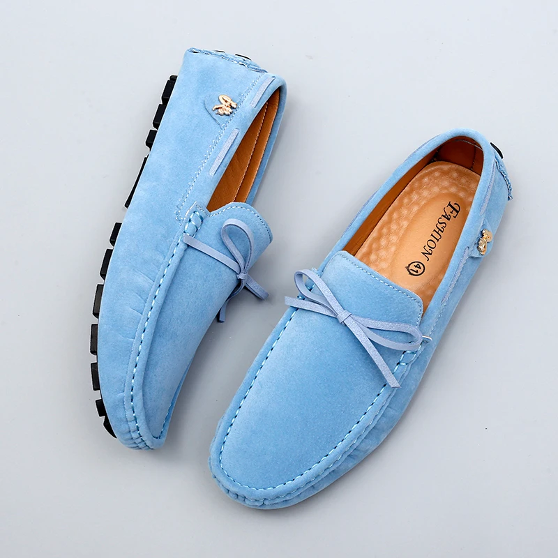 2024 New Tide British Style Men Moccasins Shoes Blue Male Italian Formal Dress Loafers Over Size 35-48 Boy Casual Dress Shoes