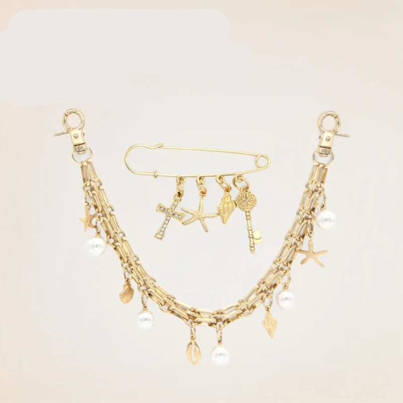 

Подвеска для сумки в виде пятиконечной звезды для женщин, прочный модный подарок, красивая геометрическая звезда с жемчугом, декоративная булавка, аксессуар для сумки