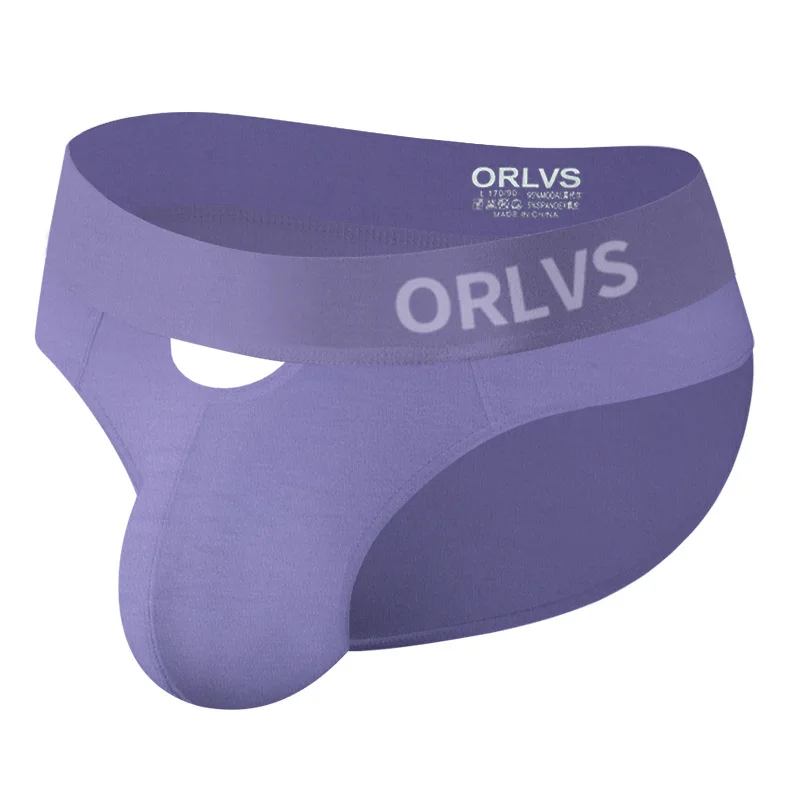 ORLVS-calças triangulares ocas dianteiras e traseiras para homens, cintura baixa, modal sexy, OR6215