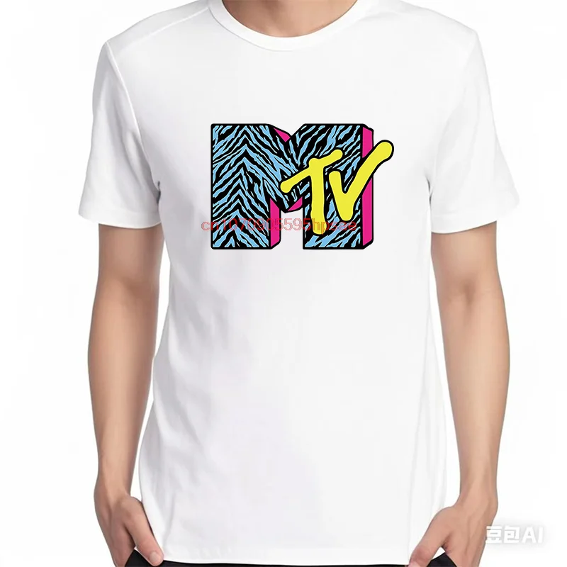 MTV Music Television Retro Rock Short Sleeve Graphic Tee Men's Cotton T-Shirt New Arrival TV Tops