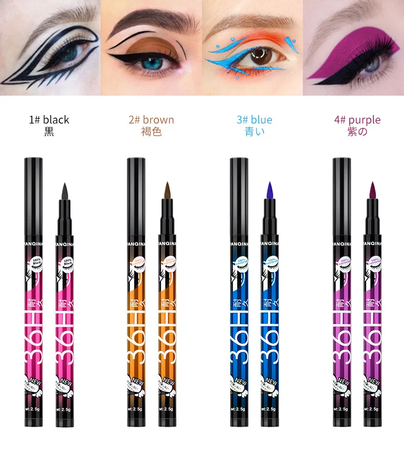 Black Liquid Eyeliner Waterproof Eyeliner Pencil Make up 36H Long-Lasting Liquid Eye Liner Pen Fast Dry Soft Makeup Tool