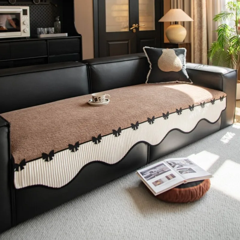 

2025 All Seasons Irregular Sofa Cushion Pad One-Piece Anti-Slip Retro French Bow Accessory Patchwork Sofa Cushions Mats