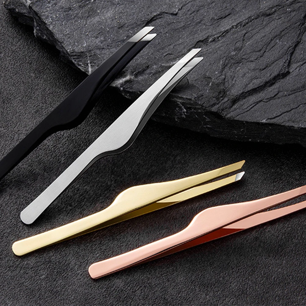 4 قطعة ملاقط الحاجب الفولاذ المقاوم للصدأ ماتي النهاية الدقة الملقط لاش قضيب أداة رمش تمديد أدوات
