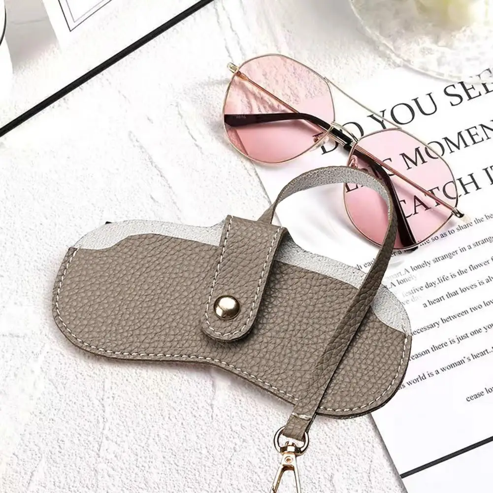 Glasses Bag with Belt Clip Soft Faux Leather Sunglasses Case Portable Glasses Holder with Keychain Hook Lightweight for Travel