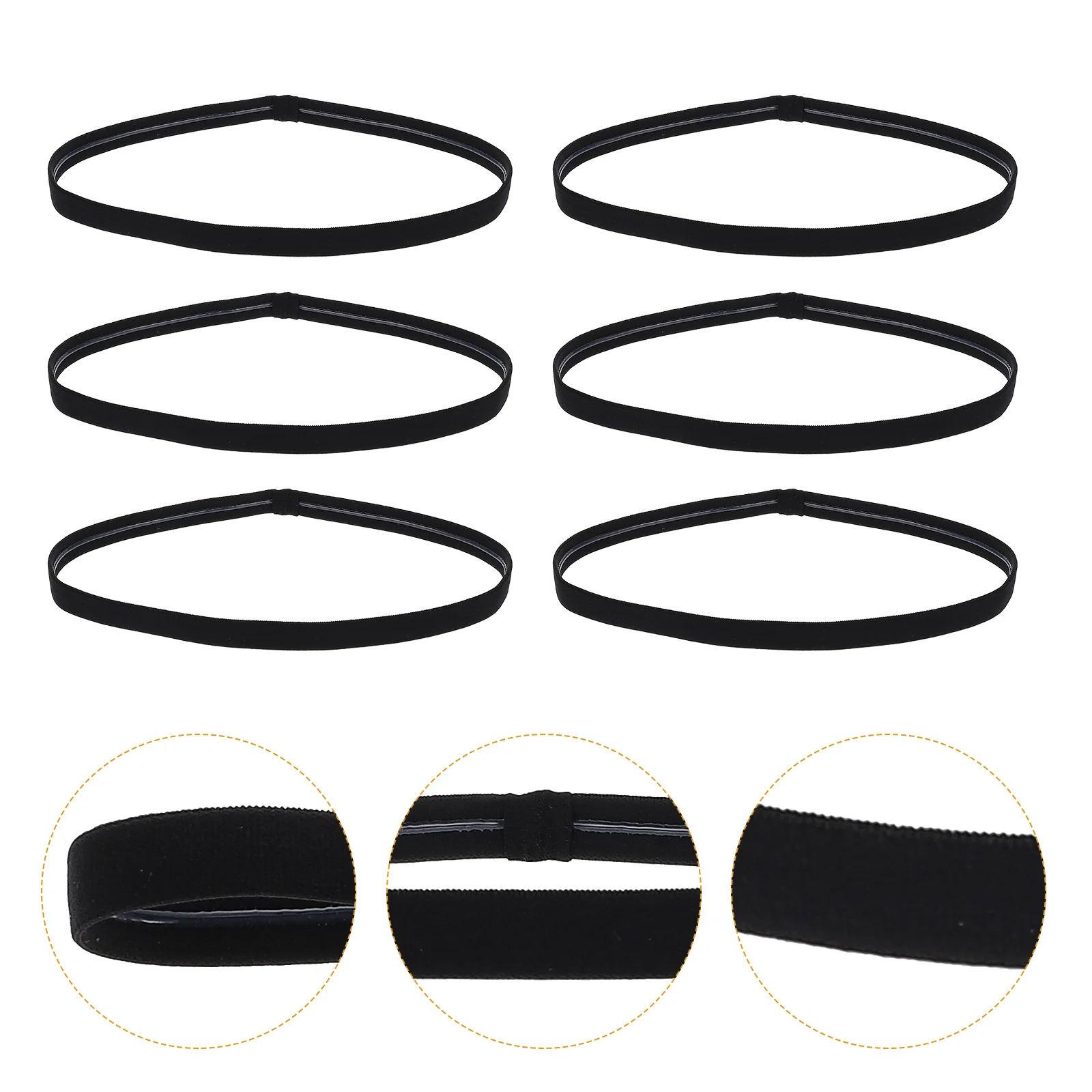 

6 Pcs Men' Headband Anti-slip Basketball Sweatband Elastic Football Anti-skid Bands