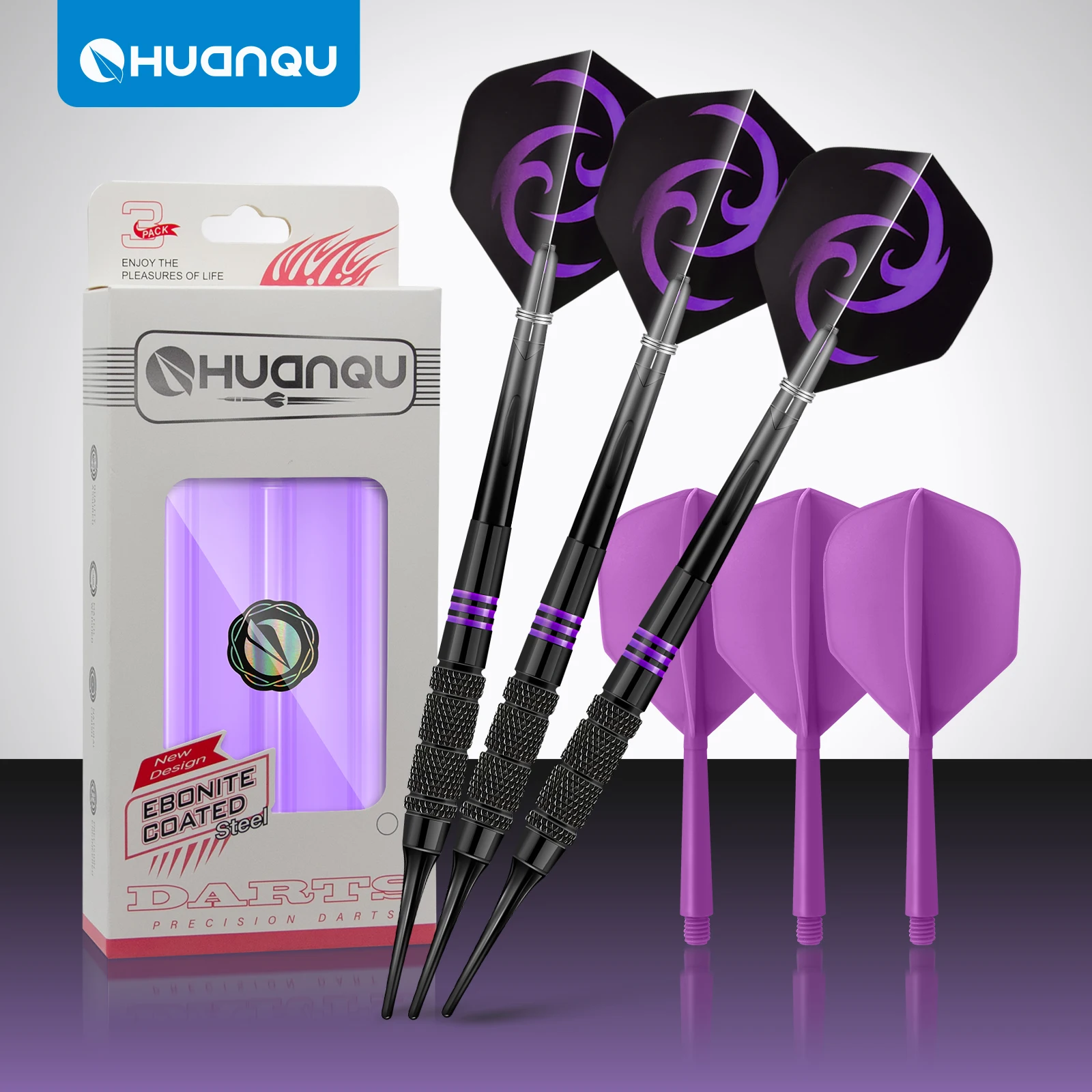 

Huanqu 3-Piece High-Quality Dart Set Comes with a Portable Storage and Protection Case, Includes Three Complete and Safe Soft Darts, Plus Three Extra 47mm Dart Shafts, Three Standard Dart Wings, and 20 Safety Dart Tips. Accurate and Durable, Suitable for 