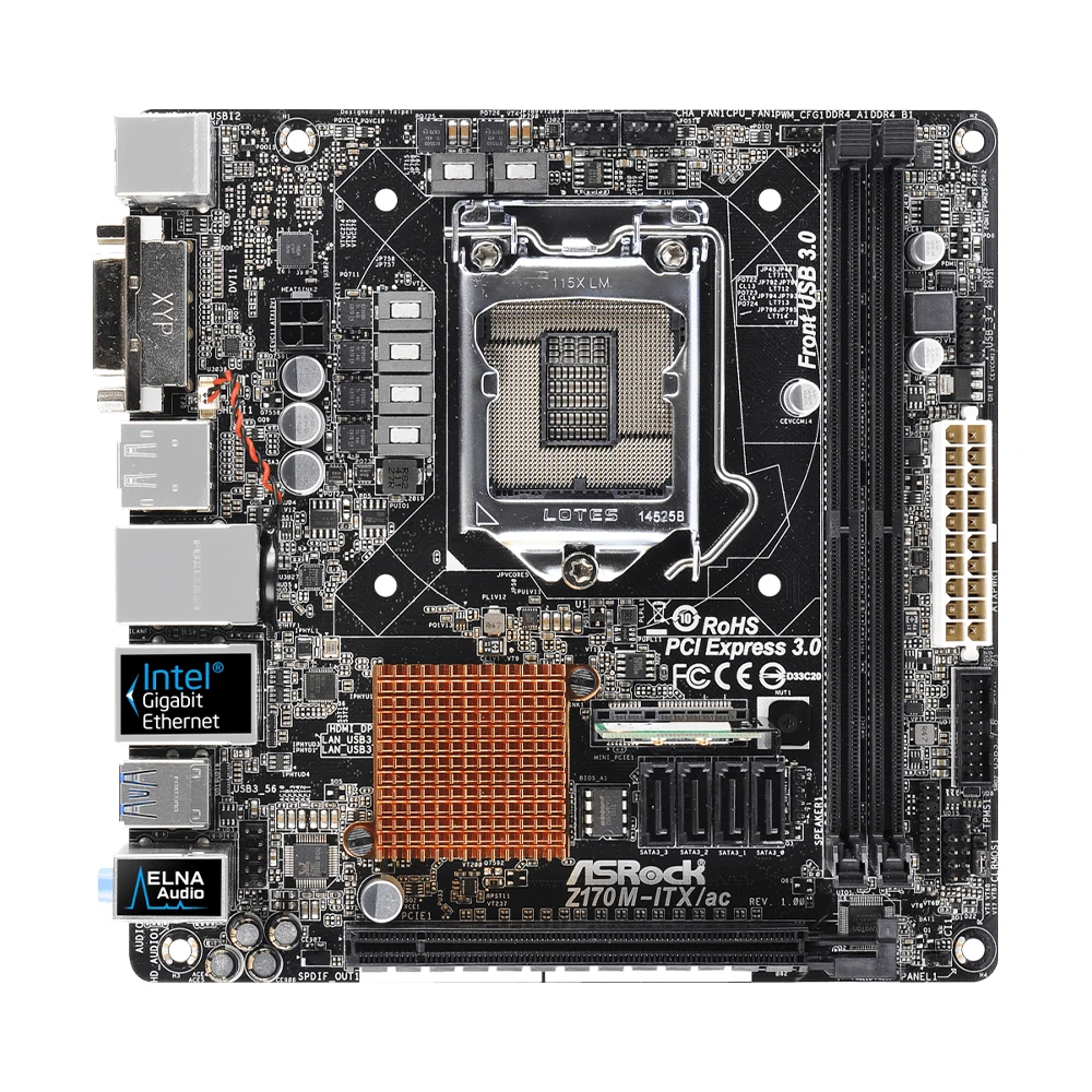 ASRock Z170M-ITX/AC Motherboard LGA1151 Support Core i3-6100 i5-6500 i7-6700K CPU DDR4 3200MHz M.2 HDMI Mini-ITX Z170 Mainboard