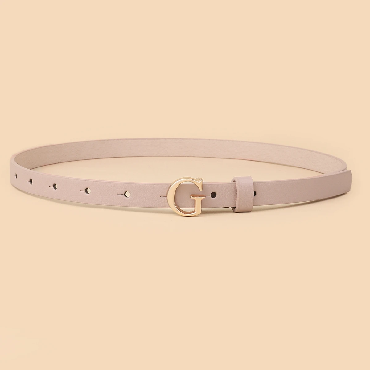 Women high quality design G shape buckle PU leather thin belt with classic gold buckle accessories girl belt