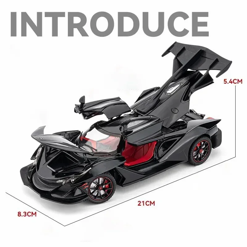 1:2 Apollo IE supercar Intensa Emozione Alloy Car Diecasts & Toy Vehicles Car Model Sound and light Pull back Car Toys For Gifts