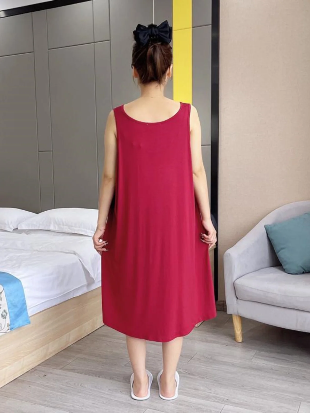 

Летний однотонный тонкий жилет Spwear размера плюс, круглая, простая домашняя одежда для больших размеров, женская удобная домашняя одежда...