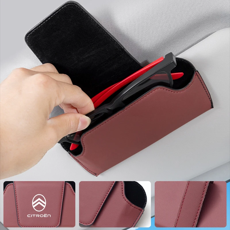 حقيبة نظارات جلدية محمولة نظارات شمسية لسيتروين C4 C3 C5 C1 C2 C-Elysee Berlingo Picasso ثاب الصبار Aircross Saxo