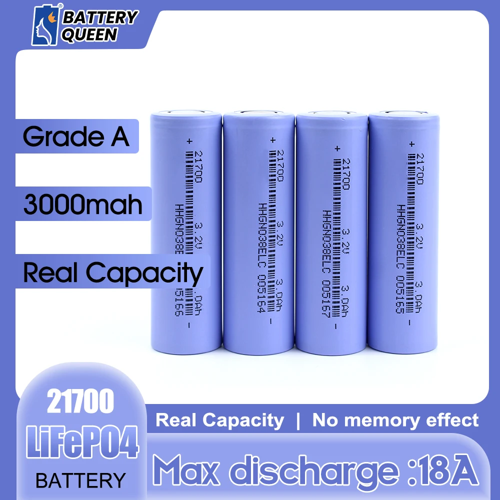 Lifepo4 Rechargeable Battery Pack  Lifepo4 3000mAh 21700 Batteries 3.2V  3000 Cycles For Headlamp  Flashlight