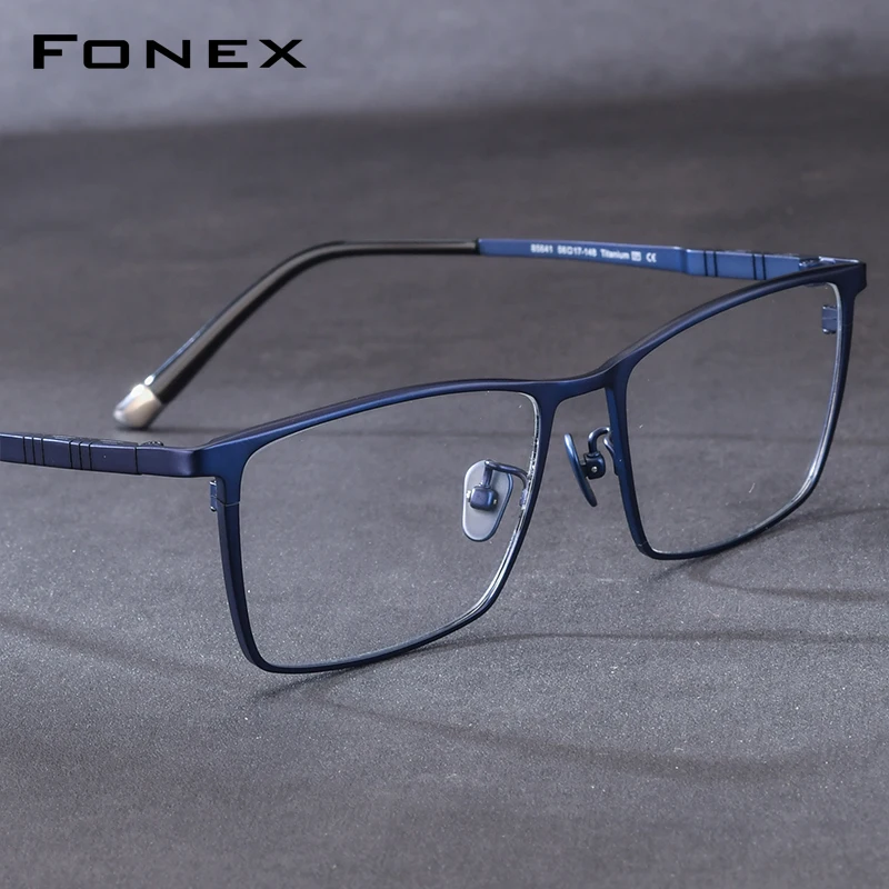 FONEX Titanium Eyeglasses Frame Men Brand Design Square Eyewear Ultralight High-end Quality Japanese Glasses Frames 85641