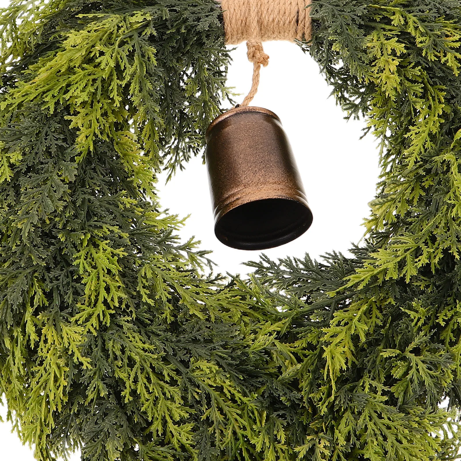 

Heart Shaped Christmas Wreath Faux Cedar Pine Garland With Bell Holiday Decor For Front Door Porch Fireplace Outdoor Home