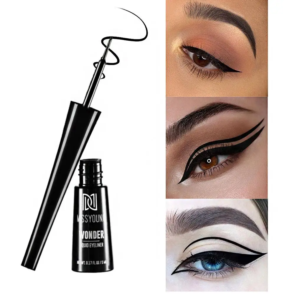Schwarzer flüssiger Eyeliner-Stift, langlebig, wasserdicht, schweißfest, Eyeliner, schnell trocknend, nicht verschmierend, superfeine Augen-Make-up-Werkzeuge