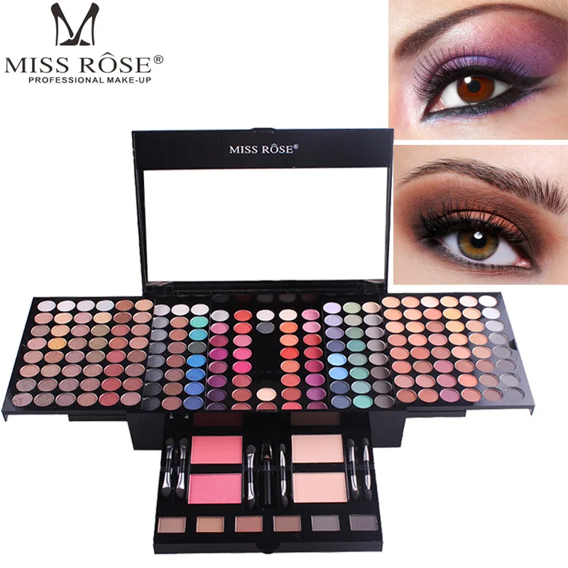 Miss Rose Professional 180 Color Eyeshadow Blush Women Cosmetic Foundation Face Powder Makeup Sets Eye Shadows Palette Set Kit