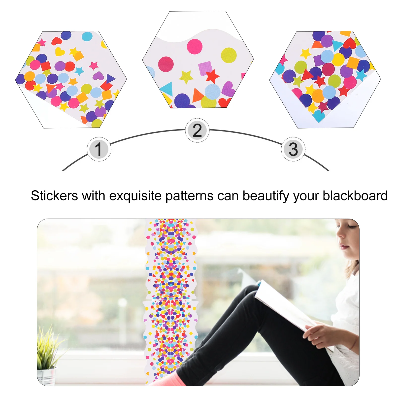 

70Pcs Self-Adhesive Blackboard Decorative Border Stickers for Classroom Bulletin Board DIY DIY Trim Blackboard Border Stickers