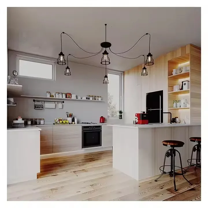 %j&Modern Modular Kitchen Cabinet Set Custom Furniture Manufacturer Wood MDF Countertop with Cupboard Ready to Assemble Complete