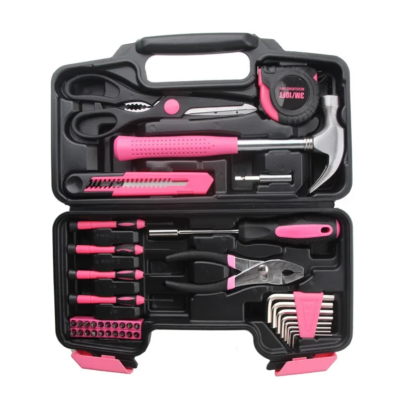 Spot 39-piece Pink Ladies Tool Kit Household Manual Screwdriver Repair Hardware Tool Set