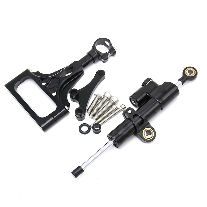 for Z1000 Z750 2003-2009 Motorcycle Aluminium Steering Stabilizer Damper Mounting Bracket Kit, Black