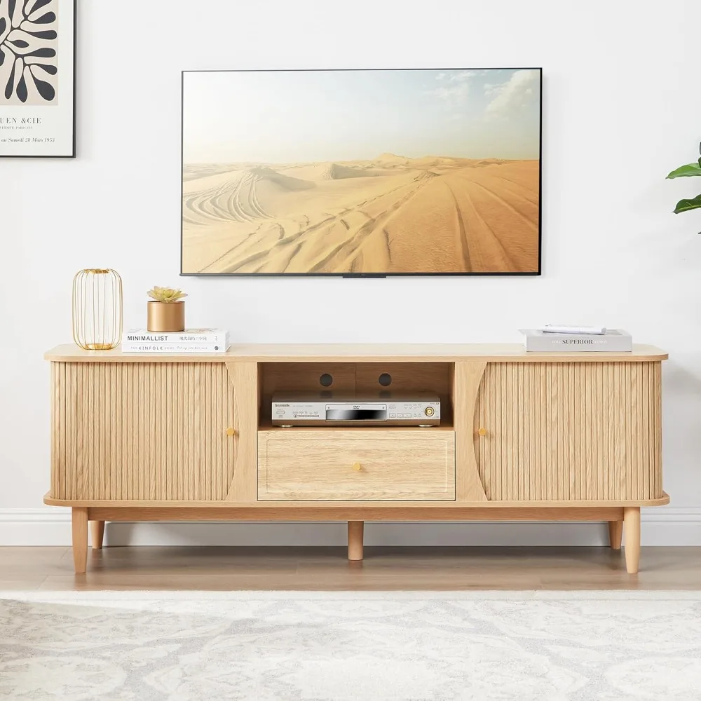 

TV Stand, Modern TV Console Table with Drawer and Sliding Door, Gaming Entertainment Center with Storage for Living Room, Home O