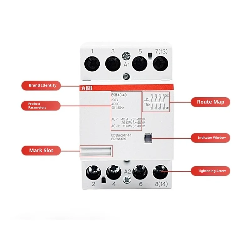 قواطع ABB للمباني سلسلة ESB ESB20-20 ESB25 ESB40 ESB63 ESB100 موصلات التيار المتردد ومقاولين التيار المستمر المتوافقة