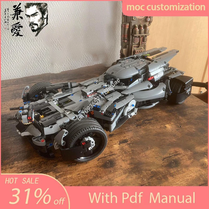 1283pcs Moc  Super Heroes Batmobile Peugeot 9X8 Alternate Build Building Blocks Creative Assembly Bricks Toys Kids Holiday Gifts