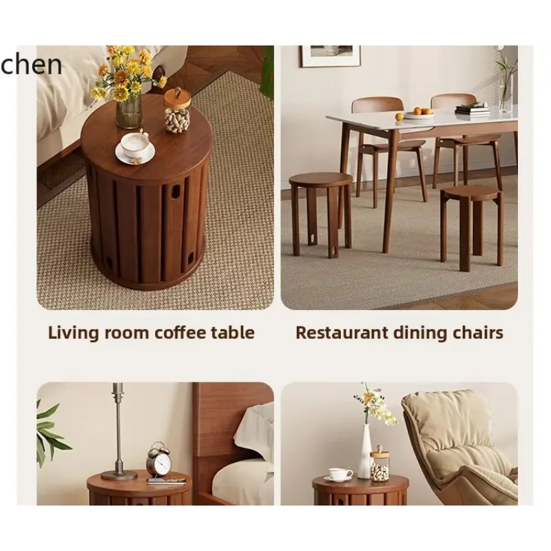 PYH Household Solid Wood Stacking Fun New  Style Low  with Wheels Wooden  Kitchen Dining Bench