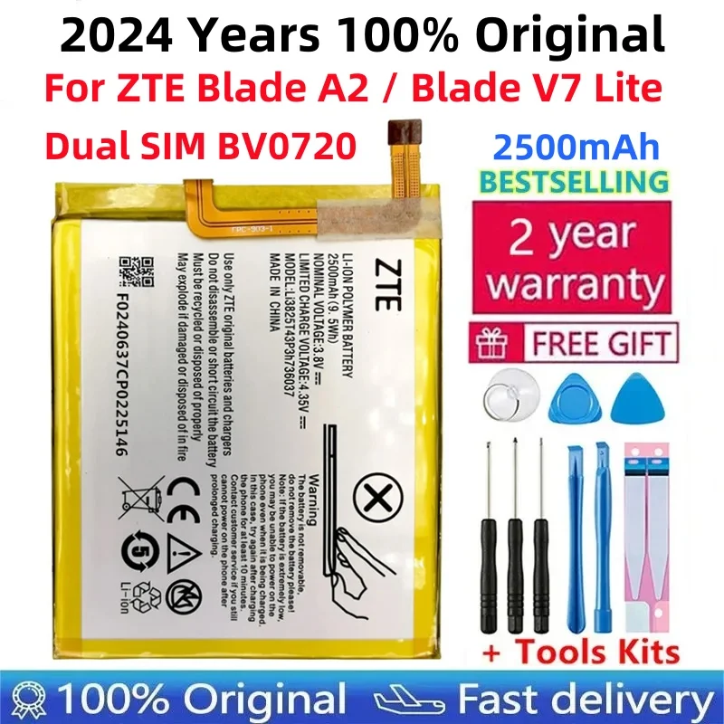 100% New Original 3.8V 2500mAh Li3825T43P3h736037 For ZTE BV0720 / Blade A2 / Blade V7 Lite Dual SIM Battery +Tool