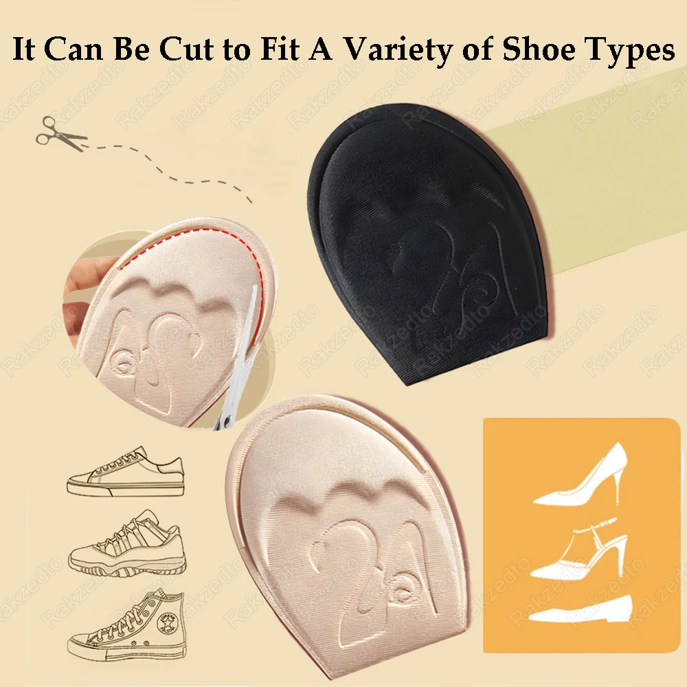 3Pairs Forefoot Pads Woman Sneaker or High Heels Insert Anti-Slip Half Insoles for Shoes Pain Relief Insole Reduce Size Shoe Pad