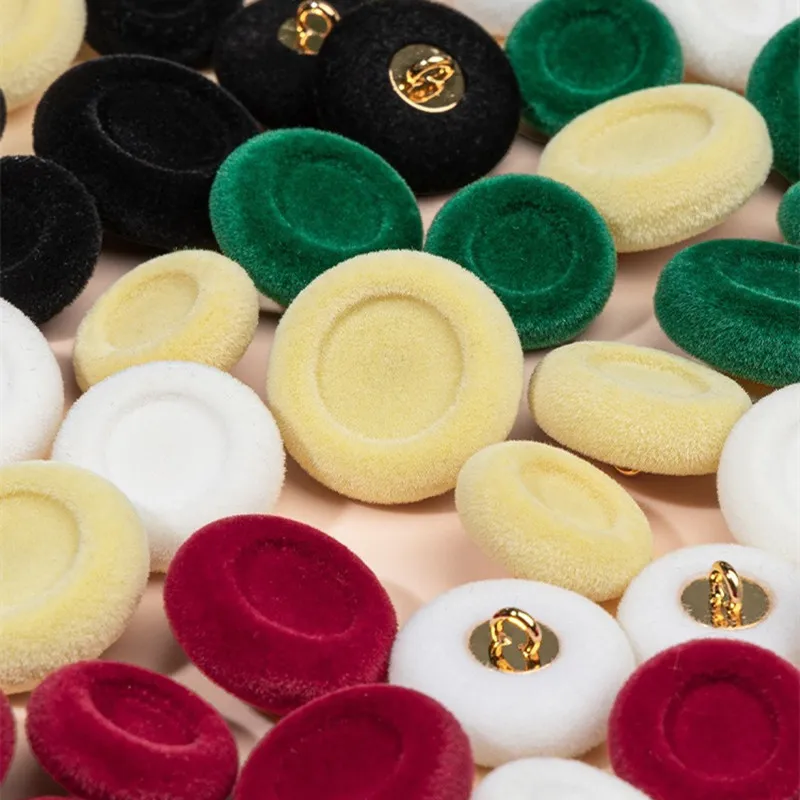 5pcs Flock Buttons for Clothing, Velvet Concave Buttons, Korean Style Solid Color Buttons for Sweater Cardigan Coat Decoration
