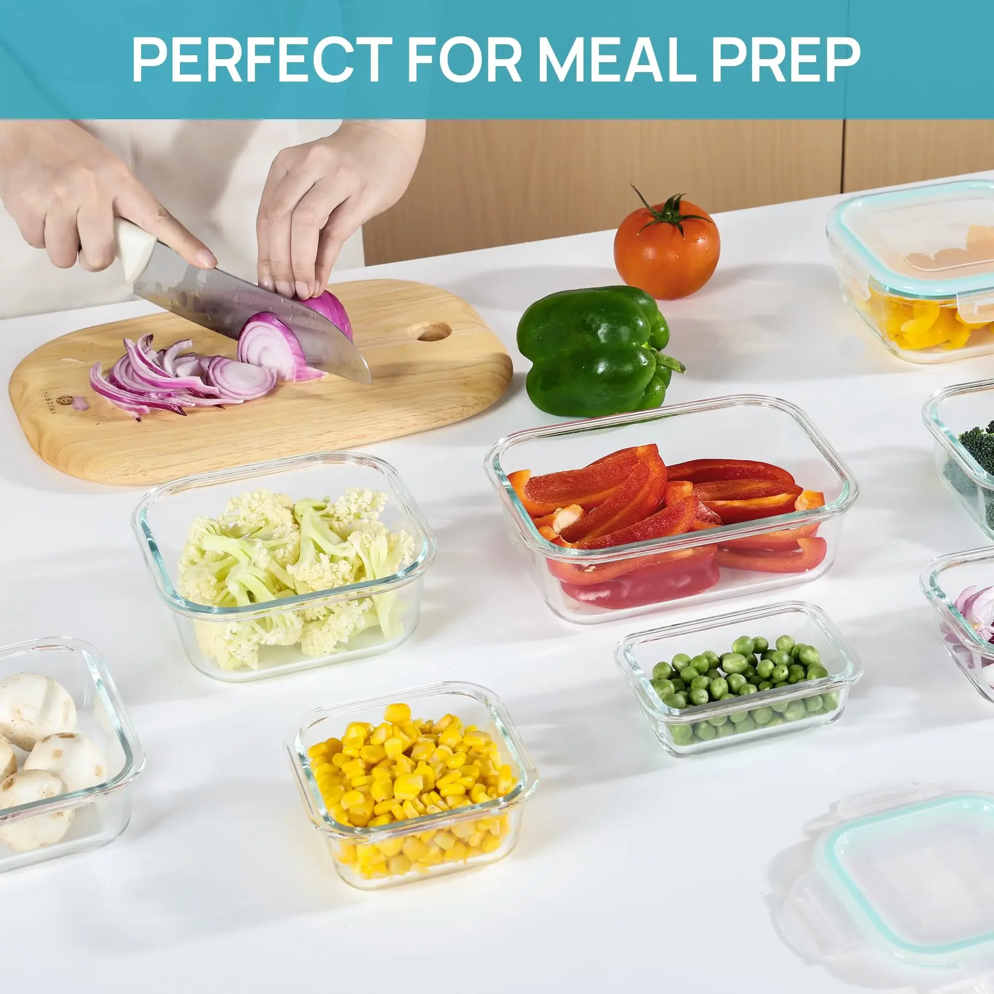 Glass Lunch Box Food Storage Containers, Meal Prep , Airtight Bento Box, for Microwave, Oven, Freezer and Dishwasher, BPA Free view 4