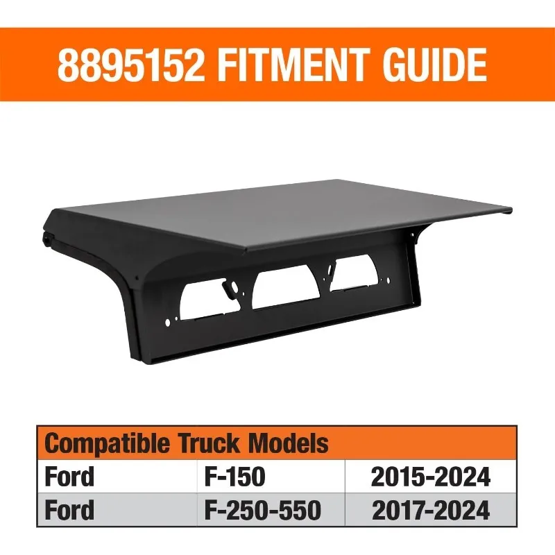 منتجات المشترين 8895152 حامل كابينة خفيف بدون مثقاب لسيارة Ford F-150 (2015+)، F250-550 (2017+)، ألومنيوم أسود، مثالي للميني