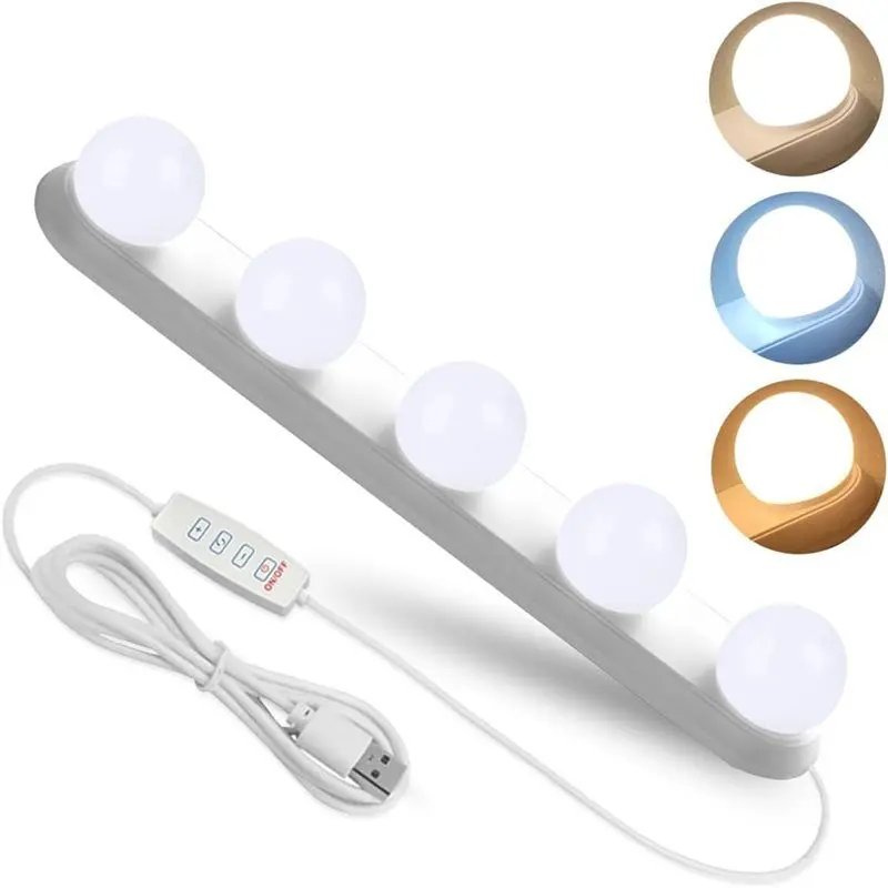 Luz de maquillaje con 3 modos de color, LED regulable y regulable para luz de tocador para mesa de tocador, espejo de vestidor