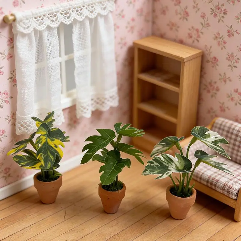 C 1Pcs new Home Decoration Mini Taro Turtle Back Green Potted Plants For Dollhouse Scandinavian Style Model Photography Props