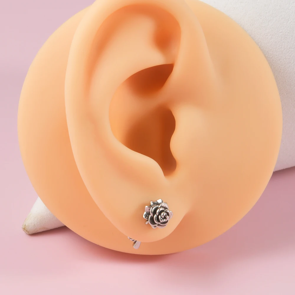 1PC Stainless Steel Punk Vintage Rose Stud Earring Ear Lobe Earring Ear Tragus Helix Cartilage Daith Piercing Body Jewelry
