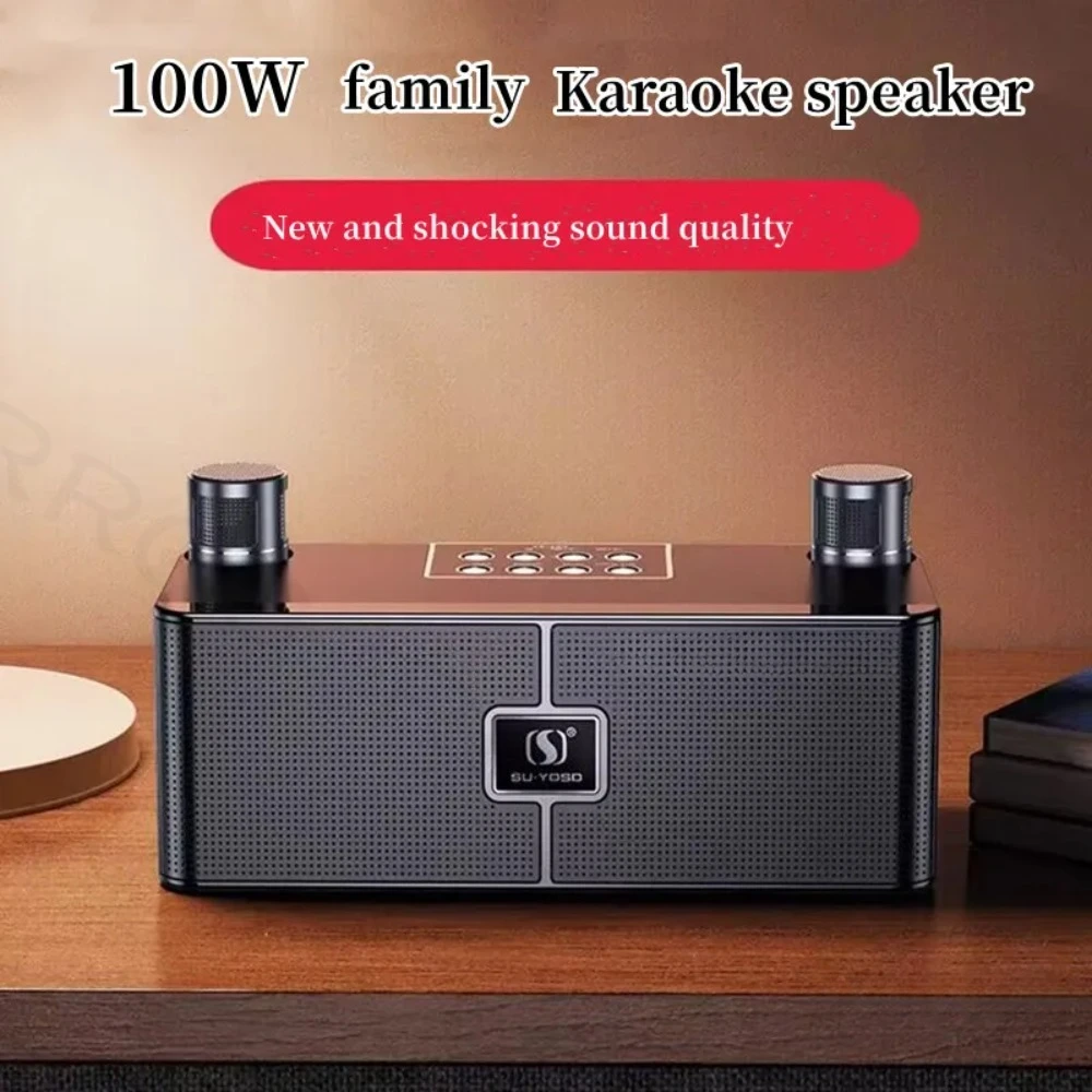 100W High Power Bluetooth Karaoke  Speaker Wireless Home TV KTV Speaker Set Home Car Bluetooth Boombox for Home Party Micro SD