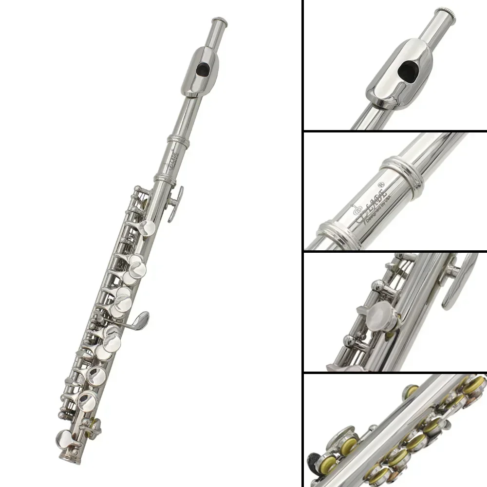 SLADE Piccolo 16 Holes C Key Multicolor Silver Key Piccolo White Copper Blow Pipe Woodwind Instrument with Accessories