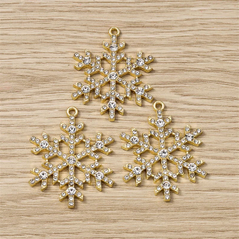 5 Stück 30x38mm Elegante Große Kristall-Weihnachtsschneeflocken-Anhänger für Schmuckherstellung, Ohrringe, Halsketten, DIY-Bastelbedarf – Detail 3