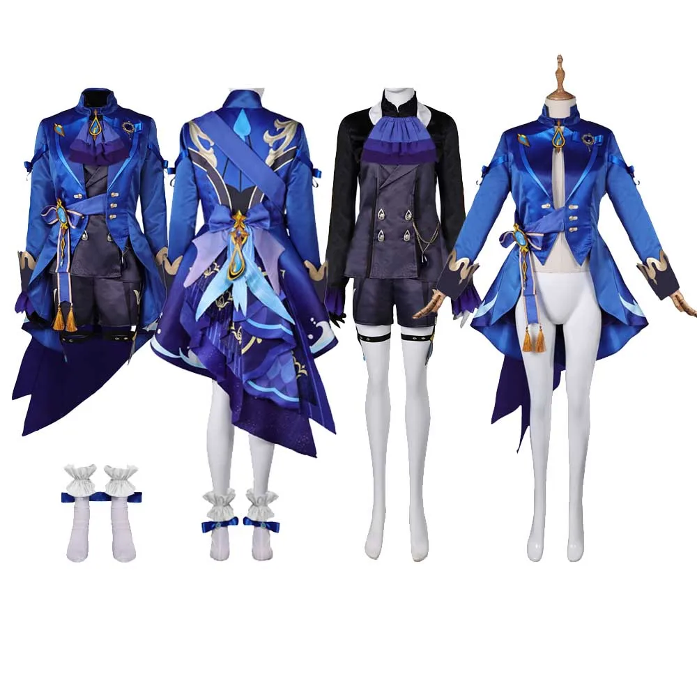 

Genshin Impact Furina Cosplay Fantasy Costume Blue Dress Outfits Adult Women Girls Game Halloween Carnival Role Play Suit