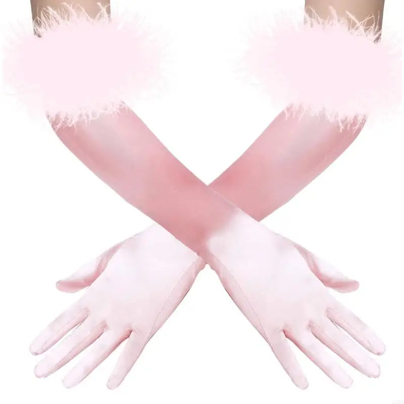 270D Winter Gloves for Women Banquet Party Long Sleeve Gloves Elastic Driving Gloves